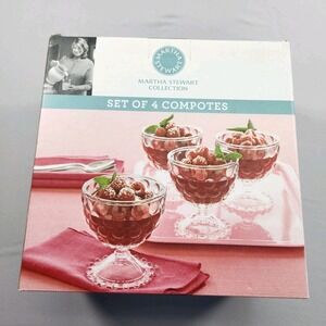Martha Stewart Set Of 4 Compotes 8oz Minted Glass New In Box